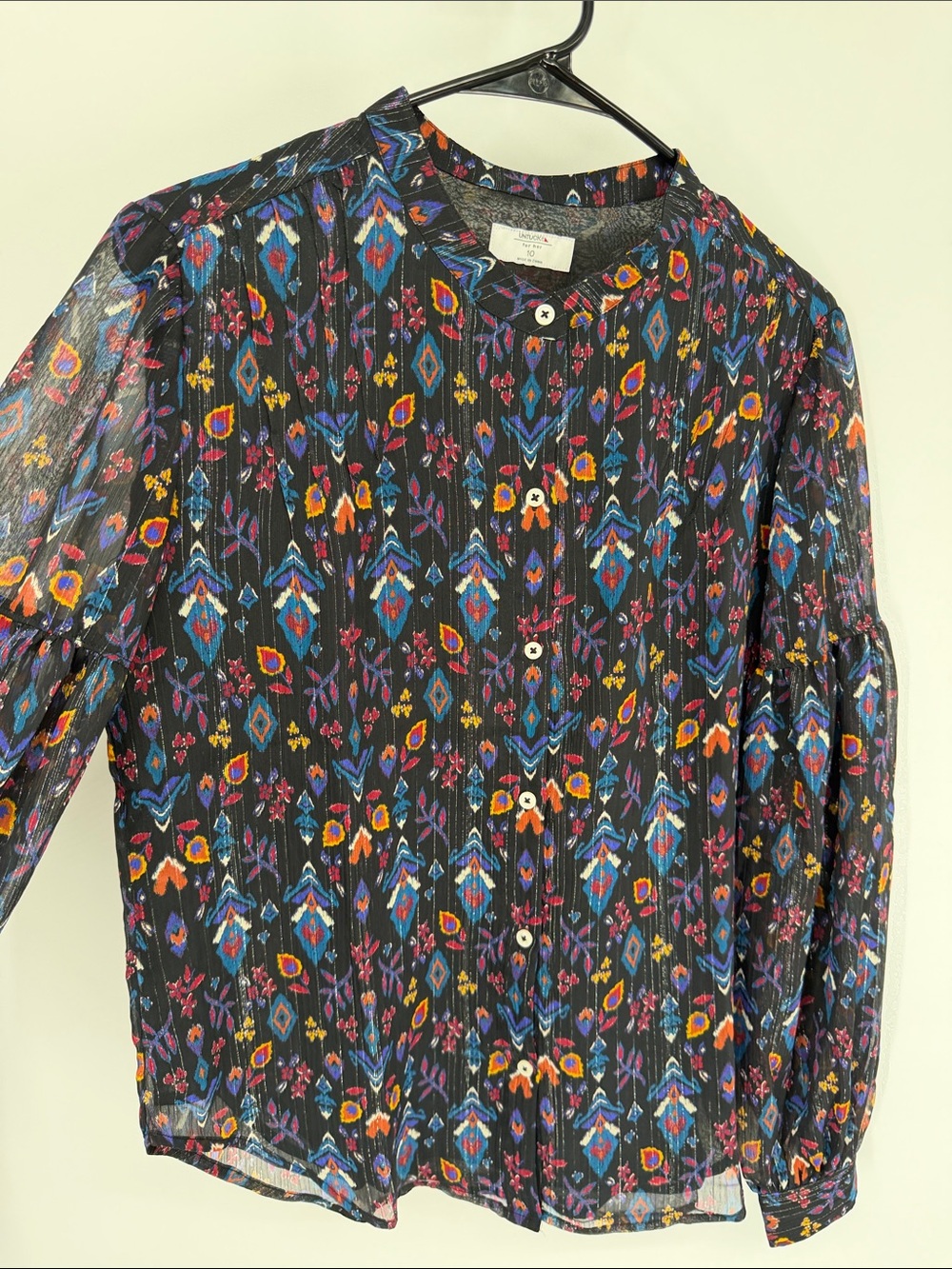 Untuckit Women’s Georgette Bishop Sleeve Button Front LORELEI Blouse NWT Size 10 - Picture 6 of 13